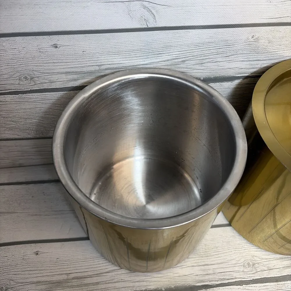Vintage Gold Metal Kitchen Canister Set 3pc  Croft on MCM Regency